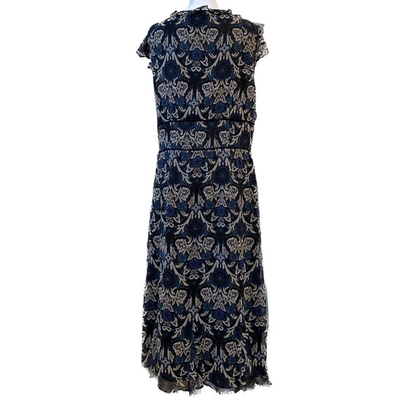 Ann Taylor Loft Midi Dress Womens Floral Flutter Sleeves Size 14 - Picture 3 of 12